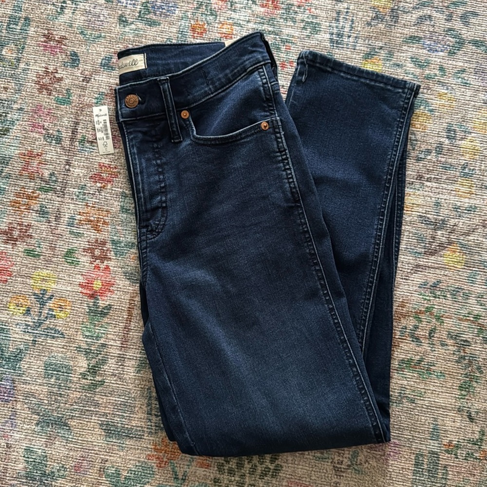 Madewell mid rise stovepipe jeans dahill dark wash